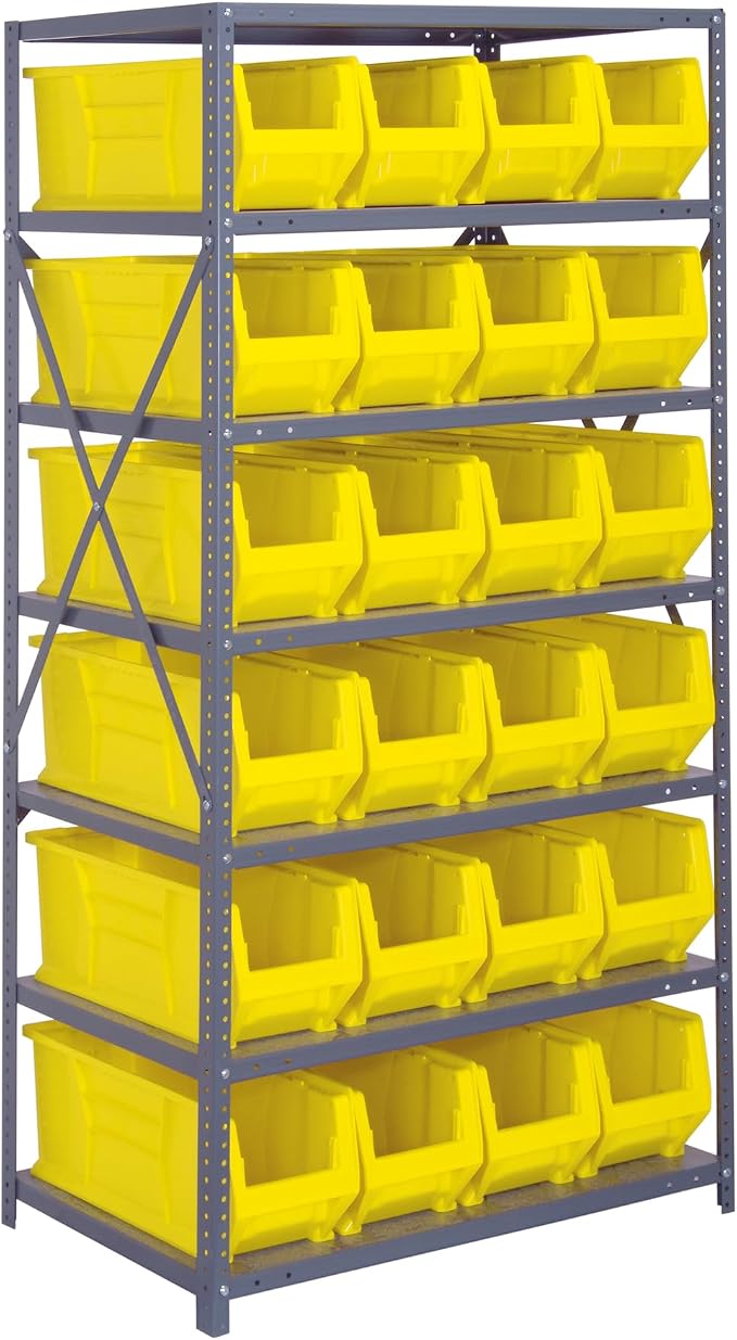Quantum Storage Systems Wire Shelving Unit W/24 Yellow Bins by QuantumStorageSystems