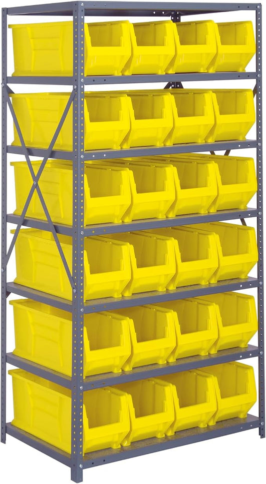 Quantum Storage Systems Wire Shelving Unit W/24 Yellow Bins by QuantumStorageSystems