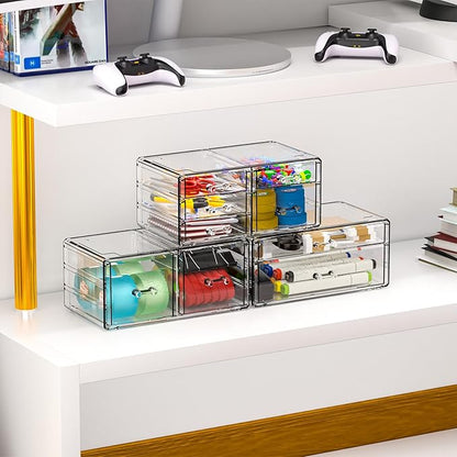 Cq acrylic Clear Stackable Storage Drawers, Plastic Makeup Organizer and - Image 5