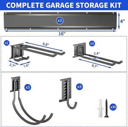 Shed Tool Organizer Wall Mount, 64inch Heavy Duty Garden Tool organizer Storage - Image 7