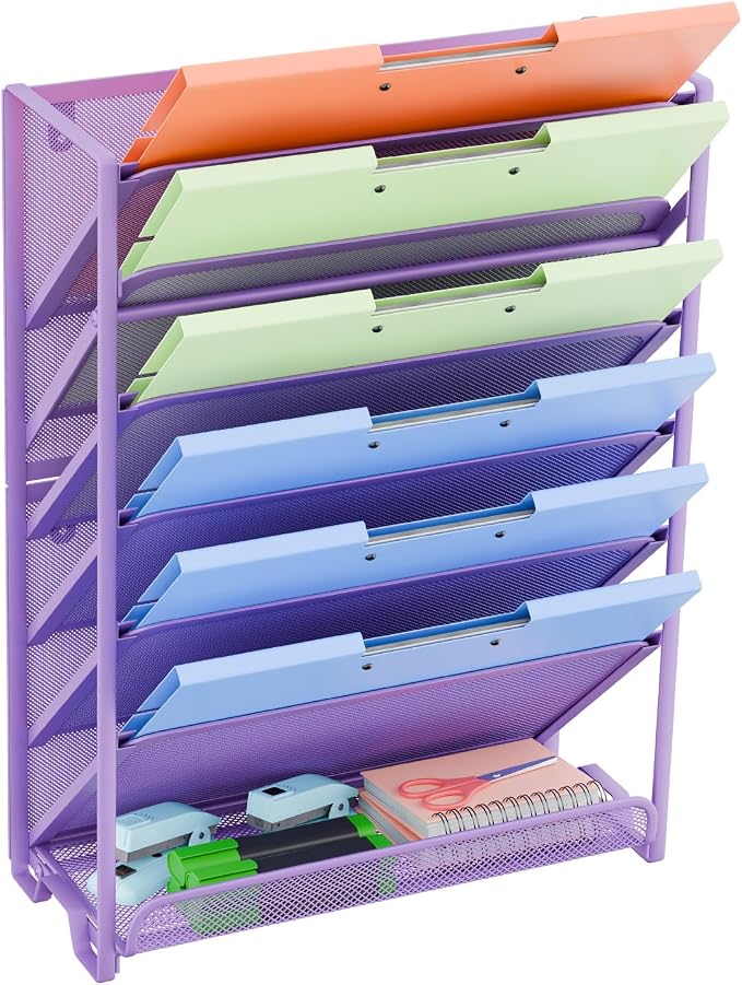 Simple Trending Wall File Organizer, Mesh 7-Tier Vertical Hanging File Holder by SimpleTrending