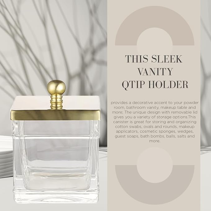 Clear Transparent Hotel Style Apothecary Tempered Glass Canister Jar W/ Gold - Image 4