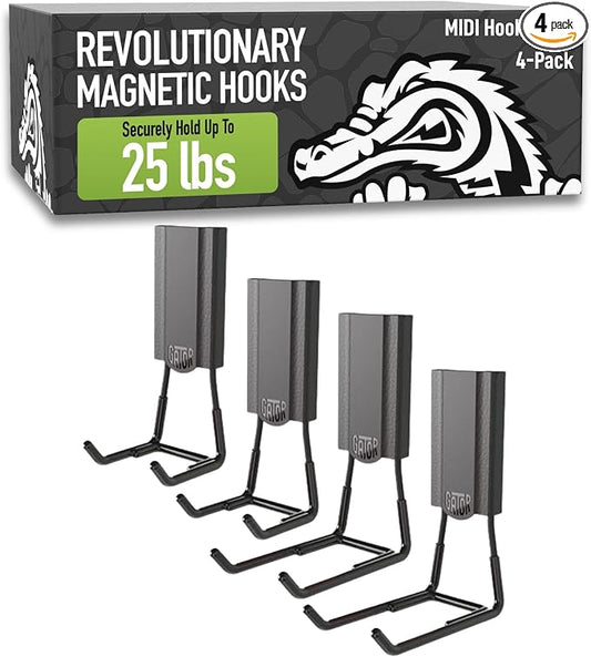 GATOR MAGNETICS MIDI 2.5 & 4" Open Hooks, 25 lb Heavy Duty Magnetic Hooks by GatorMagnetics
