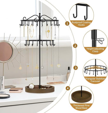 iDavosic.ly 2 Tier Rotating Necklace Holder Organizer - Image 5