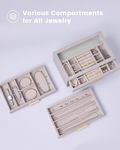 Lolalet Jewelry Box Organizer, 3-Layer Jewelry Organizers and Storage Case - Image 3