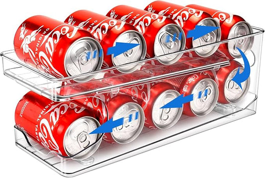 Rolling Soda Can Organizer for Refrigerator Can Dispenser for Beer Soda Seltzer by BingoHive