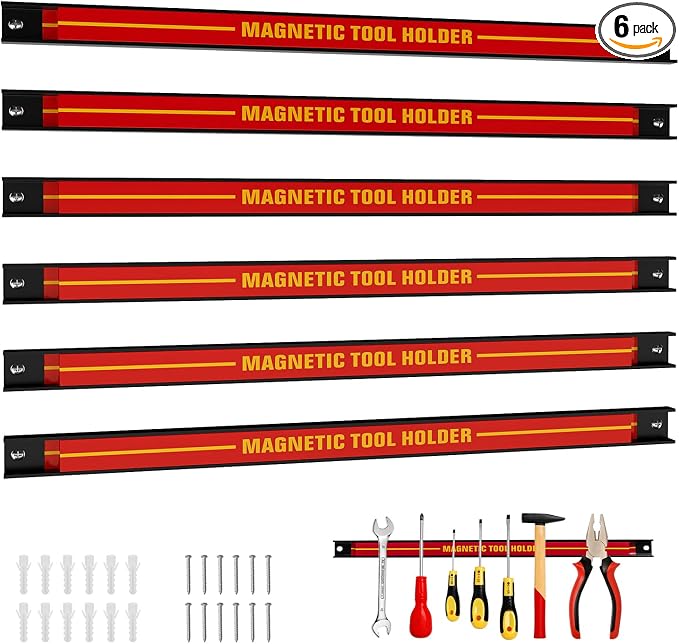 18" Magnetic Tool Holder Strip, 6 Pack Magnet Bar by TOOLSEMPRE