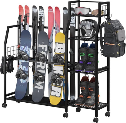 4-Tier Freestanding Snowboard Rack by Unknown