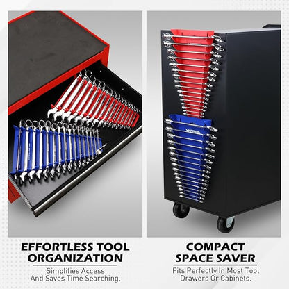 4-Pack Magnetic Wrench Organizer, 64-Slot Premium Wrench Rack Holder Tool Trays - Image 7