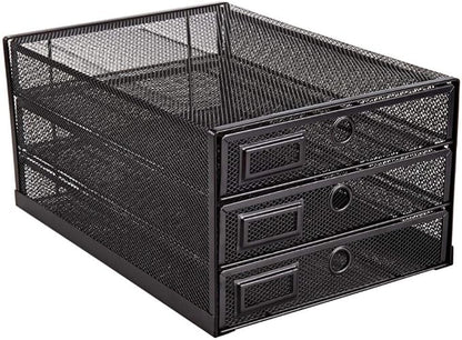 Annova Desk Organizer Wire Mesh 3 Tier Sliding Drawers Paper by LivingNecessities