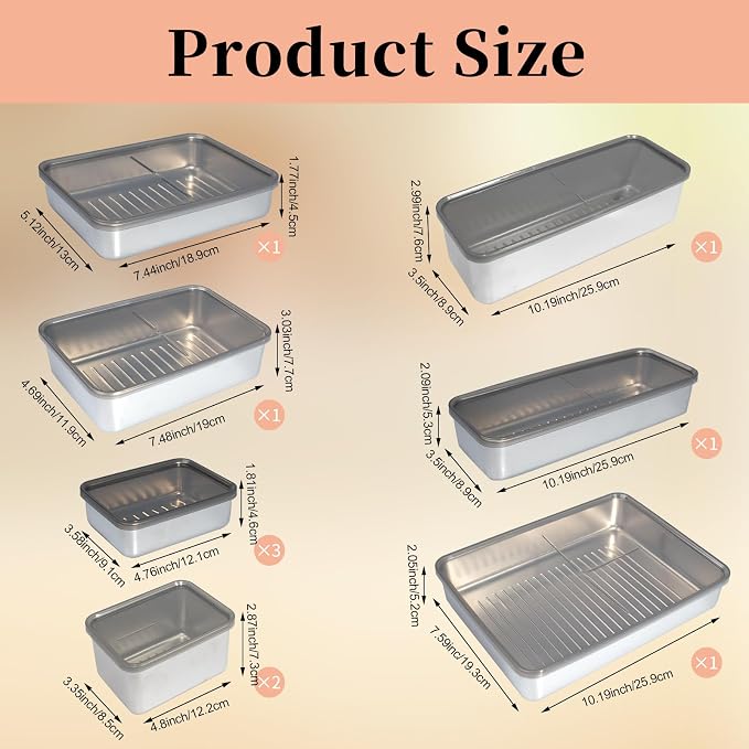 10 Pack Bacon Cheese Meat Storage Container Stainless Steel Airtight Storage - Image 2