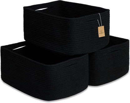 NaturalCozy Storage Baskets 16.8”x13”x7.6” Cotton Rope Woven Baskets by NaturalCozy