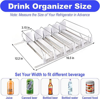 Drink Organizer for Fridge, 16.5” D Soda Can Fridge Drink Organizer, - Image 4