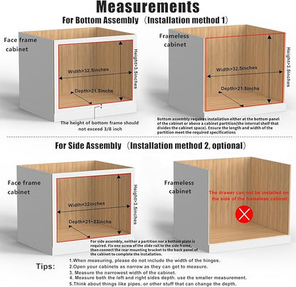 32''W x 21''D x 3''H Pull Out Cabinet Drawer Soft Close Slide Out Wood Organizer - Image 4