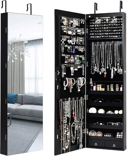 HAPPYGRILL Over the Door Jewelry Organizer, Hanging Jewelry Storage Cabinet by HAPPYGRILL