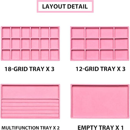 Frebeauty Jewelry Organizer Tray, Stackable Velvet Jewelry Trays, Drawer - Image 4