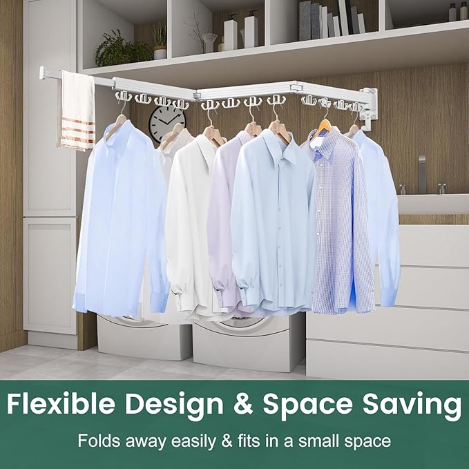 Wall Mounted Clothes Drying Rack, Laundry Drying Rack Wall Mount, 3-Fold Drying - Image 6