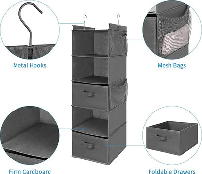 MAX Houser 5 Tier Shelf Hanging Closet Organizer, Cloth Hanging Shelf - Image 5