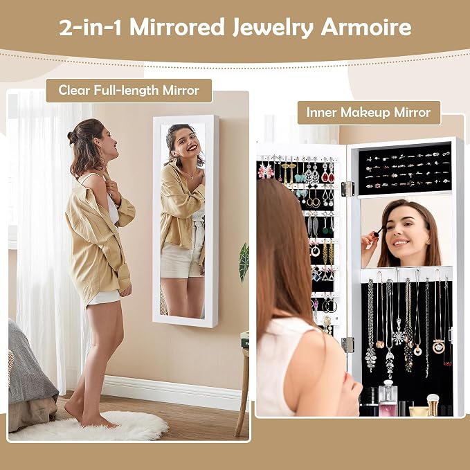 HAPPYGRILL Wall Mounted Jewelry Cabinet - Image 6