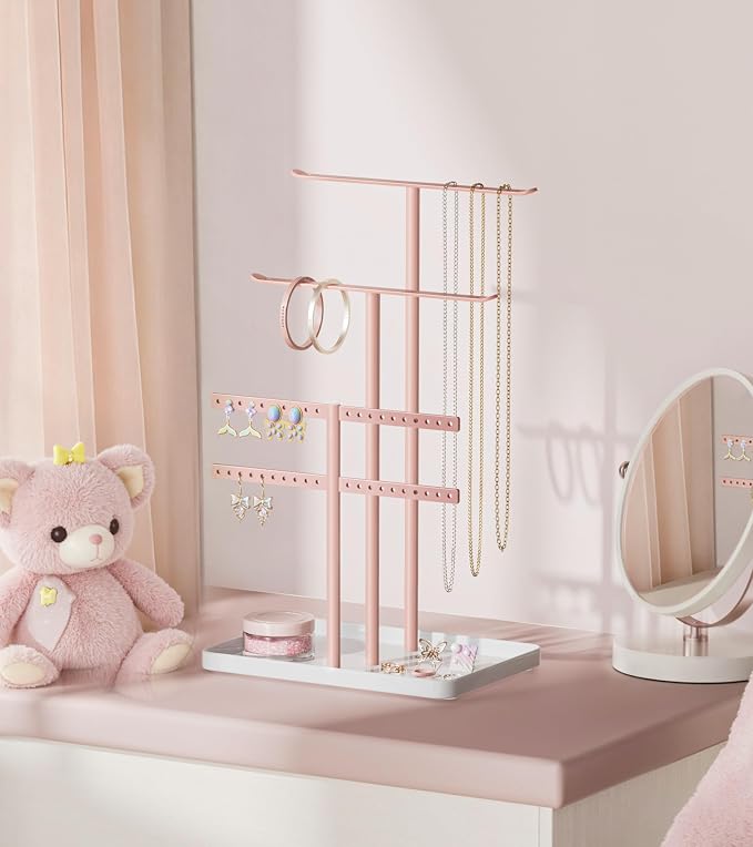 pickpiff Jewelry Holder Organizer, 12.5'' Tall Sturdy Metal Stand, 3-Tier - Image 2