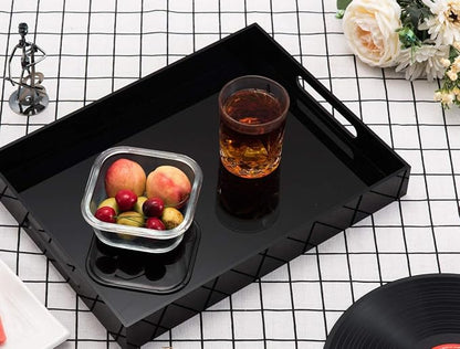 Glossy Black Sturdy Acrylic Serving Tray - Image 3