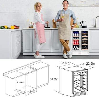 Wine and Beverage Refrigerator, 24 Inch Dual Zone Fridge - Image 7