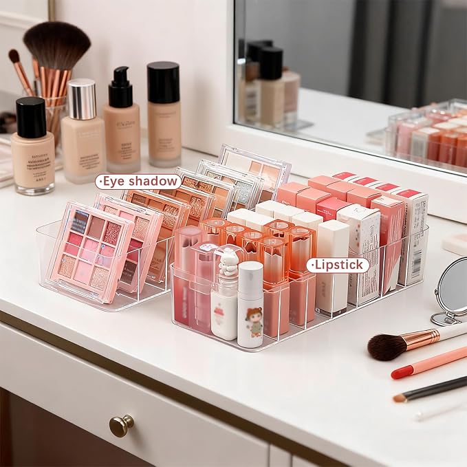 Clear Acrylic Makeup Organizers, 7-Section Bathroom Organizer - Image 7