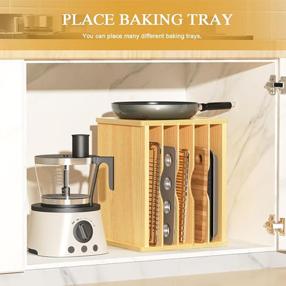 6 Tier Wooden Cabinet Tray Dividers, Kitchen Vertical Tray Divider Organizer - Image 4