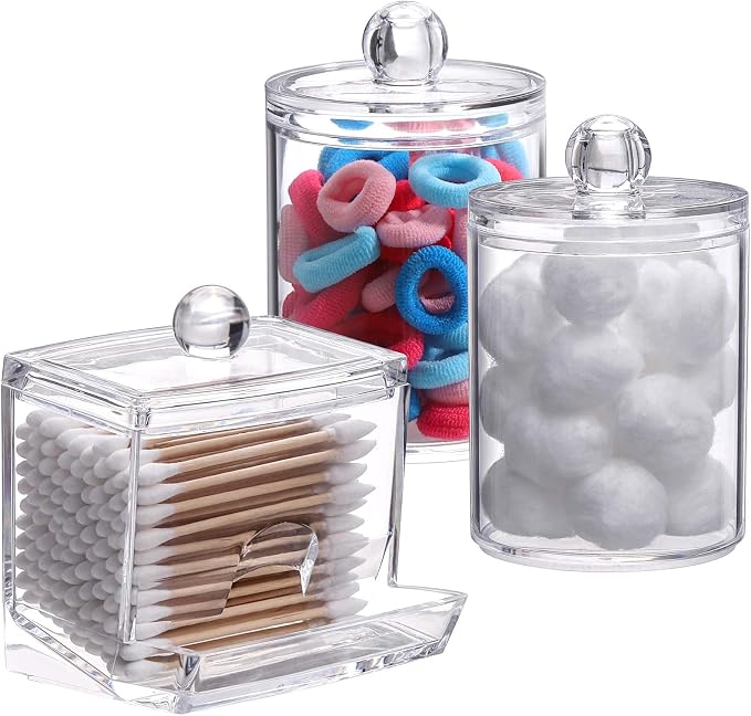 Tbestmax Plastic Qtips Holder Bathroom Container, 10/7 OZ Cotton Ball/Swabs by Tbestmax