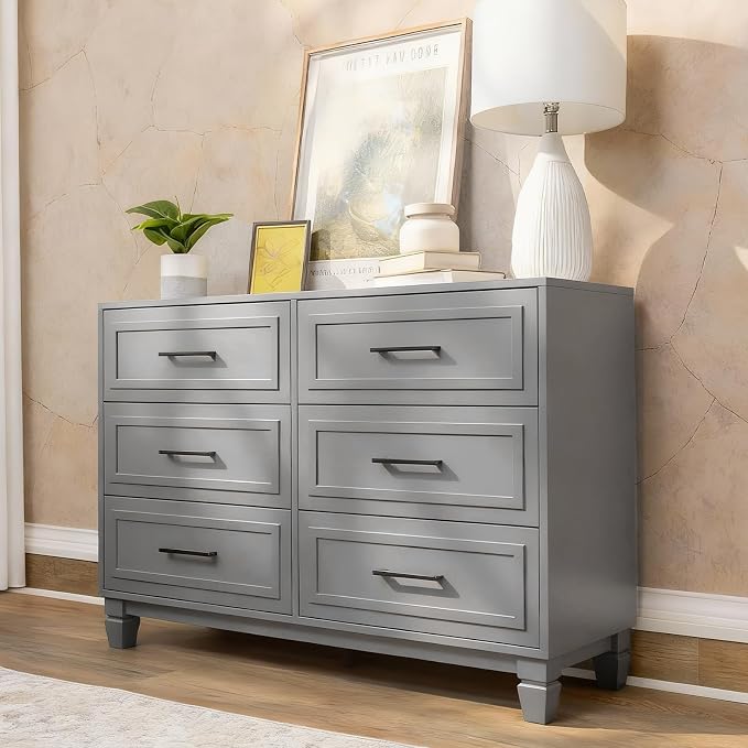 Farmhouse Dresser for Bedroom, 6 Drawer Dresser - Image 6