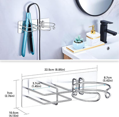 Hair Straightener Holder Hair Dryer Holder Wall Mounted, Blow Dryer and Curling - Image 7