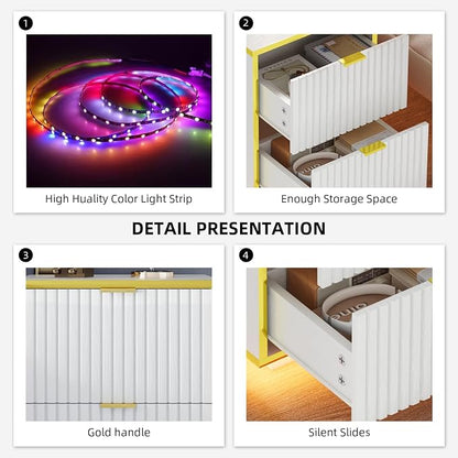 White Nightstand, Fluted End Table - Image 5
