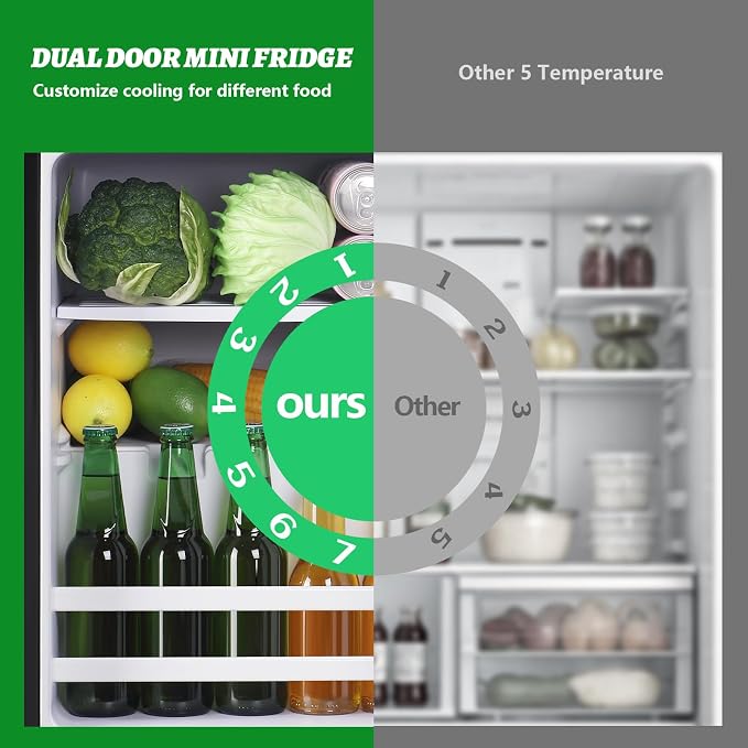 2.4 Cu.ft Mini Fridge with Top Freezer Apartment Size Dual Door Compact - Image 3