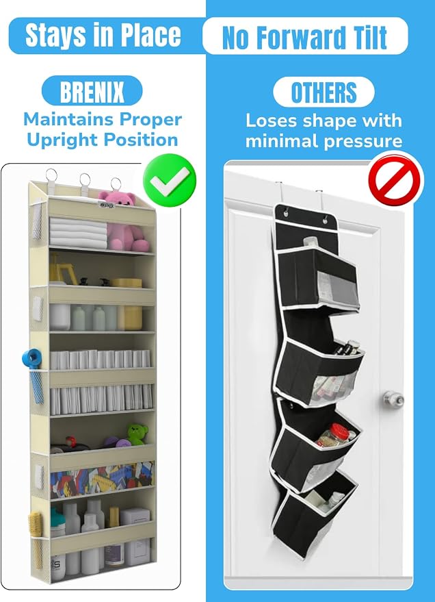 Over the Door Organizer with 5 Large Pockets & 10 Mesh Side Pockets – Durable - Image 3