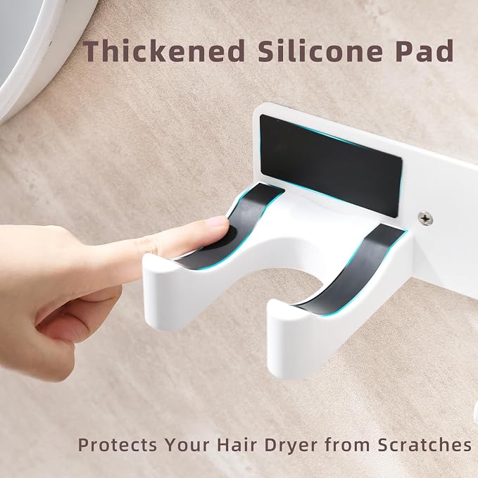 Hair Dryer Holder Wall Mounted, Hair Dryer Organizer Self Adhesive Compatible - Image 2