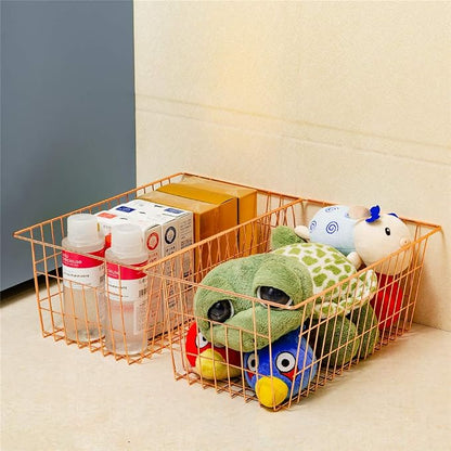 SANNO Wire Storage Basket, Farmhouse Pantre Freezer Baskets bins Metal Baskets - Image 2