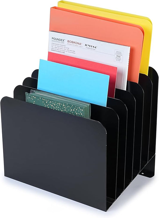 Huron Desktop File Binder Organizer Storage, Inclined Slant 6 Slot by Huron