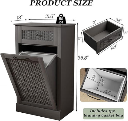 Tilt Out Laundry Hamper Cabinet, 10 Gallon Laundry Cabinet - Image 2