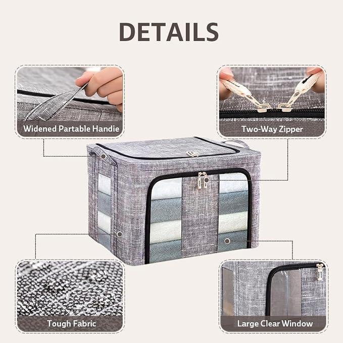 Storage Bins for Clothes, 66L Waterproof Stackable Bag, Large Clothes Storage - Image 8