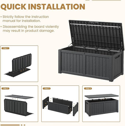 Deck Box, 120 Gallon Outdoor Storage Box Lockable Patio Waterproof - Image 7