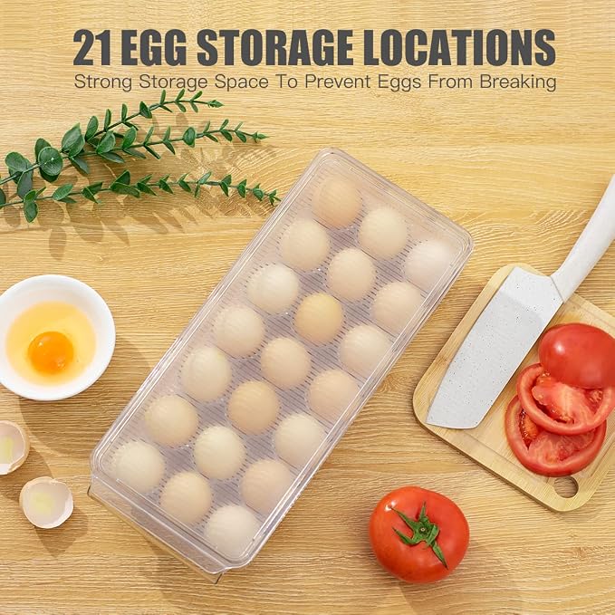 cutesun Egg Holder for Fridge, egg container for refrigerator, 2 Pack Egg Tray - Image 7
