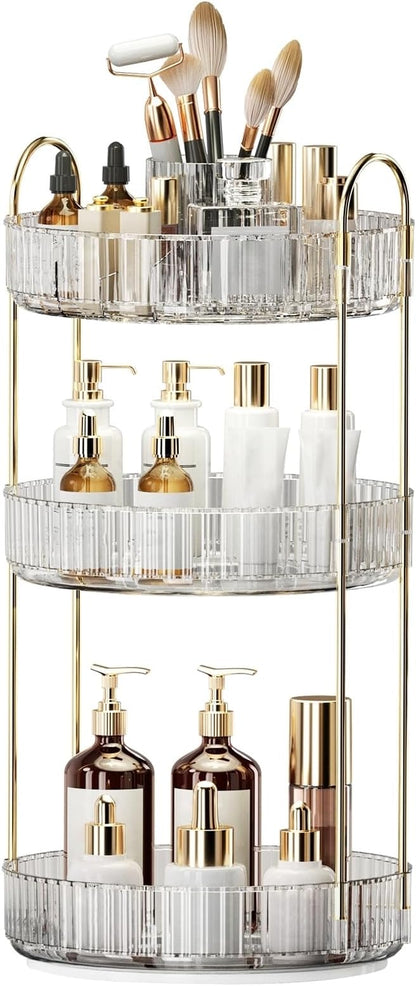 360° Rotating Makeup Organizer, Large-Capacity Skincare Make Up Storage 3 Tier by Oifecsie