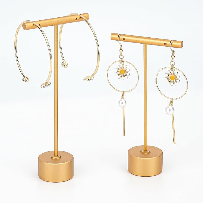 Metal Earring Stand Display Round Base Earring T Bar Display Necklace Bracelet - Image 2