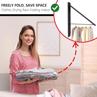 Retractable Clothes Drying Rack, Space Saver Wall Mounted Folding Hanger - Image 5