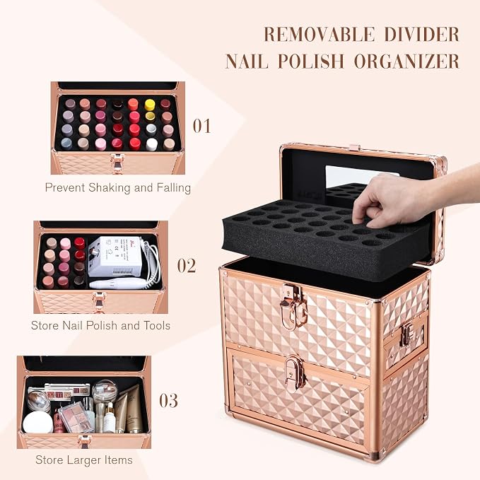 Makeup Train Case Professional Makeup Organizer Case - Image 3