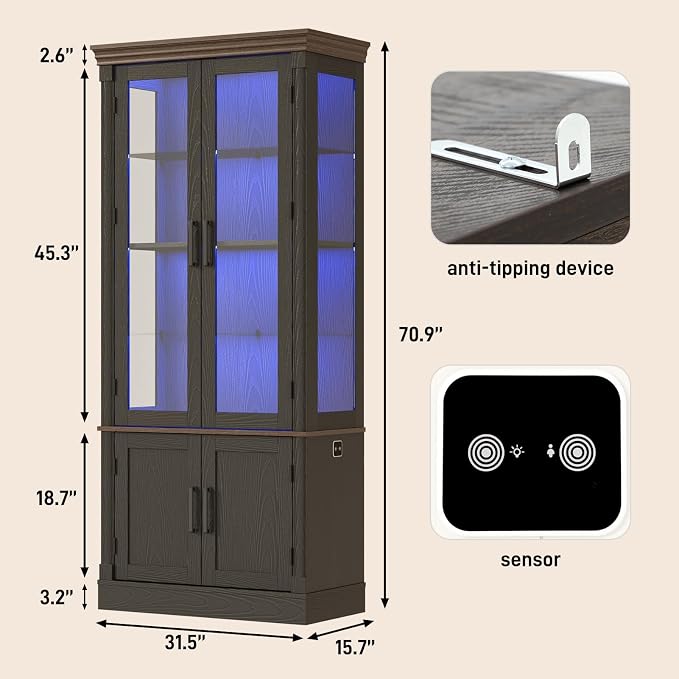 St.Mandyu 71" Tall Display Cabinet - Image 2