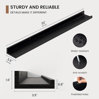 Picture Ledge Shelf, Floating Shelves Set of 2, 32 Inches Solid Wood Nursery - Image 3