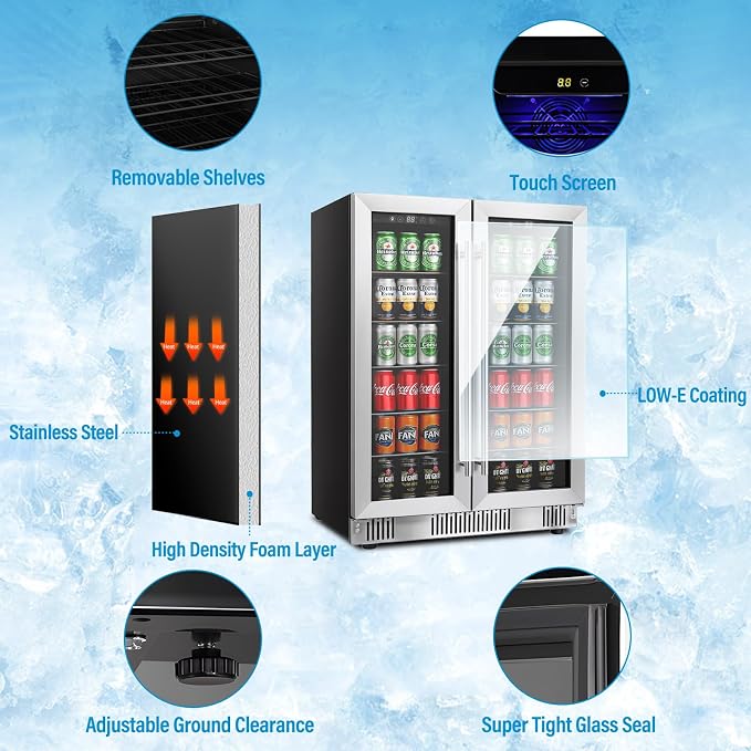 5.4 Cubic Feet/176 Can Fridge, 24 inch Freestanding Beverage Refrigerator Dual - Image 3