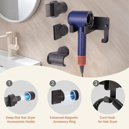 Hair Dryer Holder, Hair Dryer Holder Wall Mounted Self Adhesive Hairdryer - Image 4