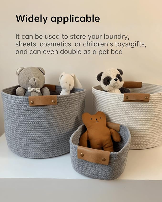 Large Cotton Woven Blanket Basket - Image 3
